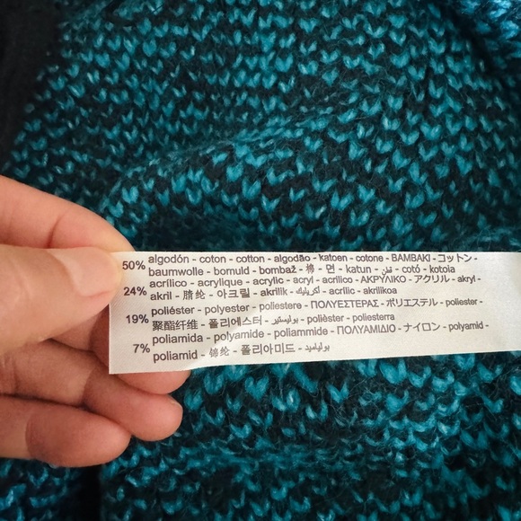 Zara blue black knit houndstooth  open cardigan NEW - Picture 2 of 3